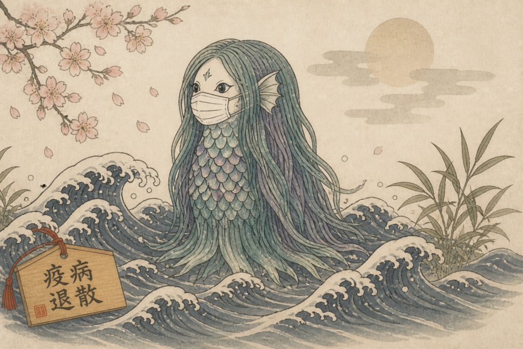 Амабиэ ёкай современный символ защиты от болезней Япония