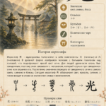 Иероглиф 光 — значение «свет», онъёми コウ, кунъёми ひか（る）・ひか（り）, категория «идеограмма», примеры слов.
