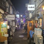Переулок Golden Gai в Синдзюку ночью с барами и неоновыми вывесками