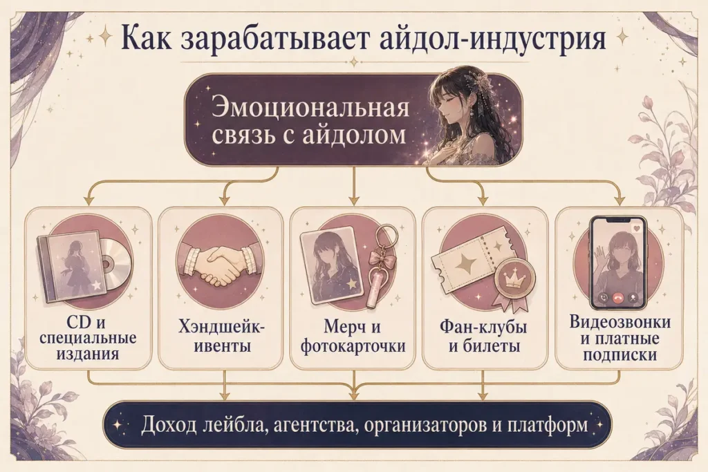 Схема заработка японской айдол-индустрии на CD, мерче и встречах с фанатами