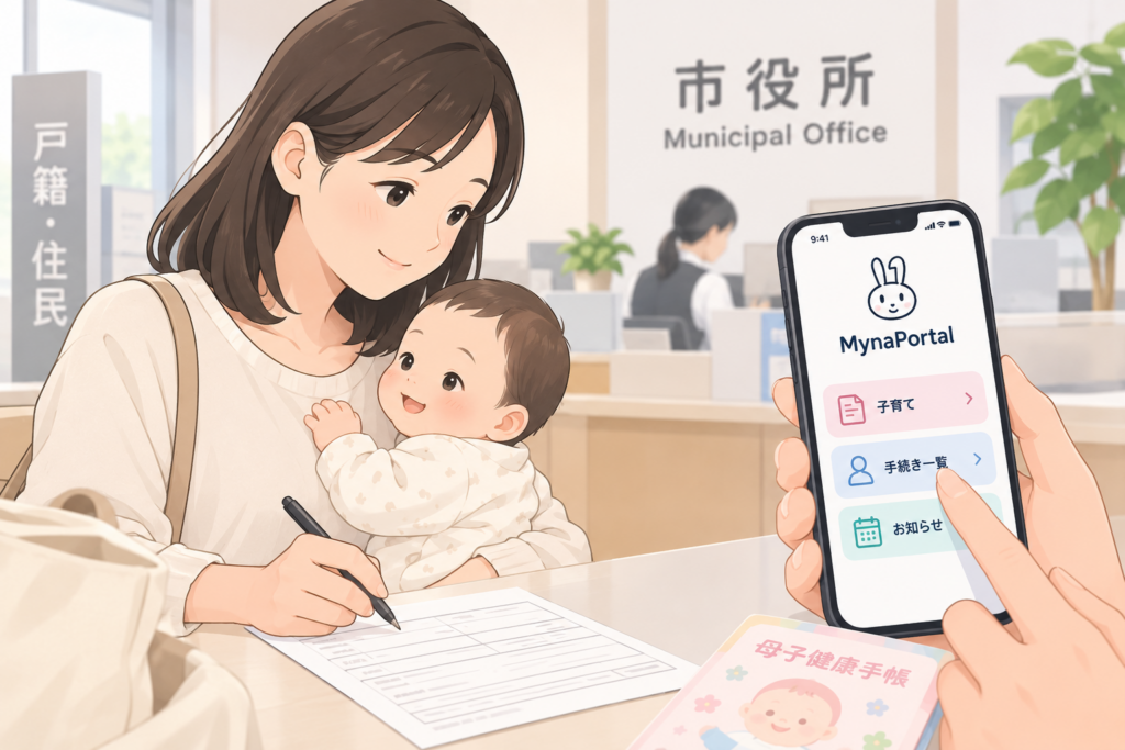 Оформление документов после рождения ребёнка в Японии через MynaPortal