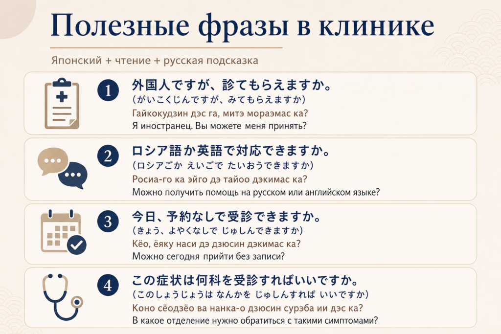 Полезные японские фразы для обращения в клинику