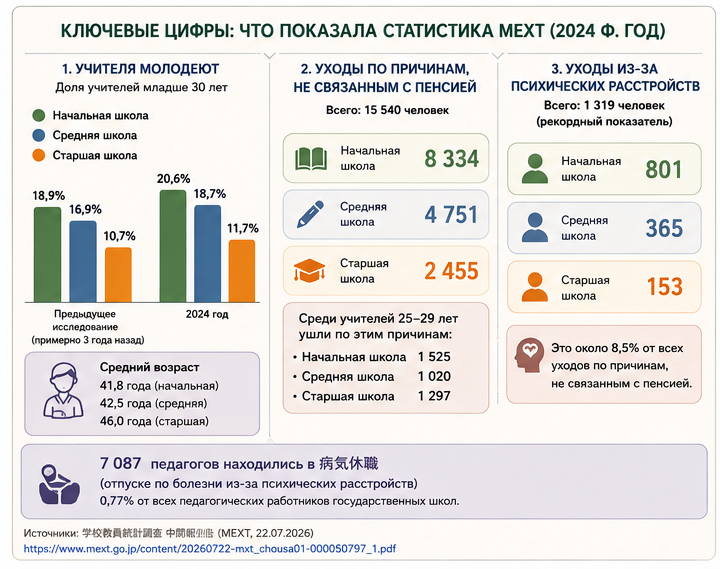 Статистика MEXT о молодых учителях и увольнениях в школах Японии
